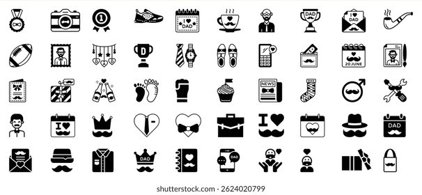 Fathers day icons collection celebrating fatherhood with simple designs