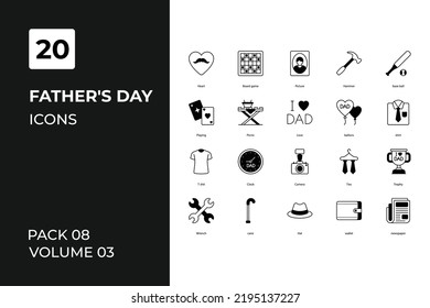 Father's Day icons collection. Set contains such Icons as Best dad vector, dad crown more 