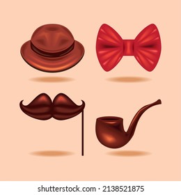 fathers day icons collection vector