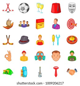 Fathers day icons set. Cartoon set of 25 fathers day vector icons for web isolated on white background