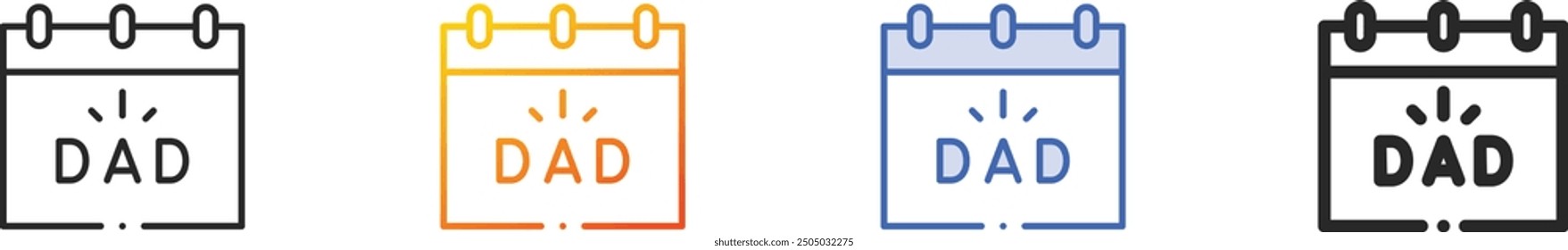 Icono del día de los padres. Diseño lineal delgado, degradado, trazo azul y estilo atrevido aislado sobre fondo blanco