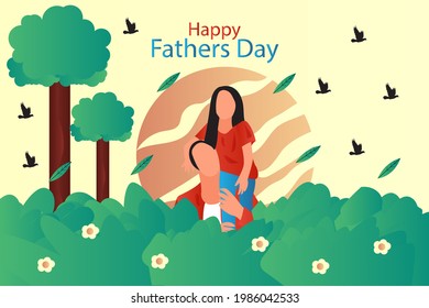 Fathers Day illustration background Greetings and presents for Fathers Day in flat lay styling
