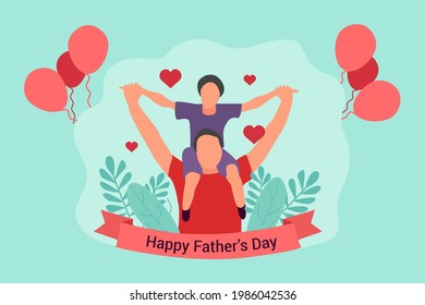 Fathers Day illustration background Greetings and presents for Fathers Day in flat lay styling
