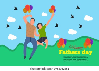 Fathers Day illustration background Greetings and presents for Fathers Day in flat lay styling