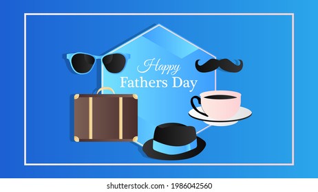 Fathers Day illustration background Greetings and presents for Fathers Day in flat lay styling