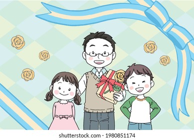 father's day illustration check style background