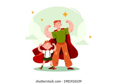 Father's Day Illustration concept. Flat illustration isolated on white background.