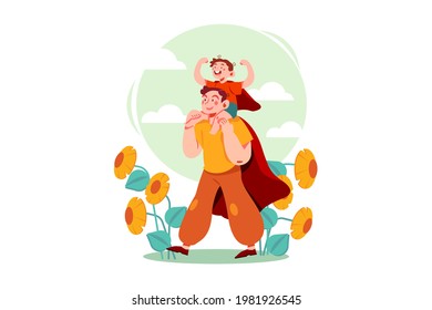 Father's Day Illustration concept. Flat illustration isolated on white background.