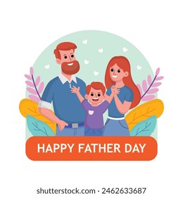 Father's Day illustration with the concept of a happy family, father love family. Suitable for banner, flyer, template