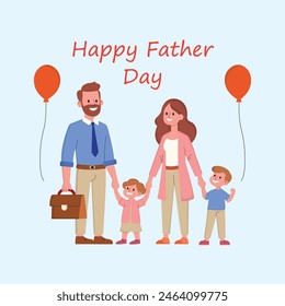 
Father's Day illustration with the concept of a happy family, father love family. Suitable for banner, flyer, template