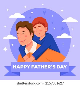 fathers day illustration design with dad carry the son