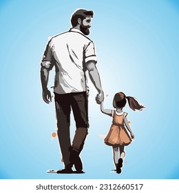 Father's Day Illustration, Father Daughter Illustration