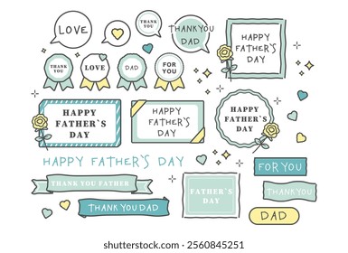 Father's Day illustration frame ribbon set