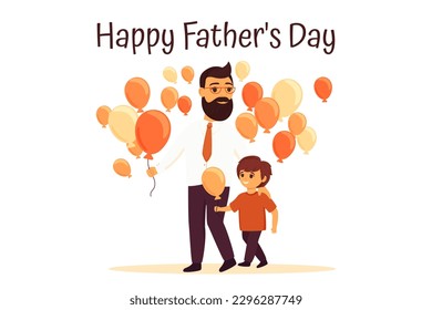 Father's Day illustration, holiday card, family, family holiday, vector