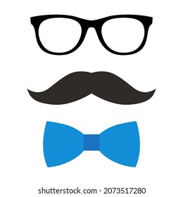 Father's Day illustration with mustache and glasses background.