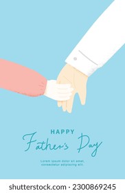 Father's day illustration poster with hand in hand.