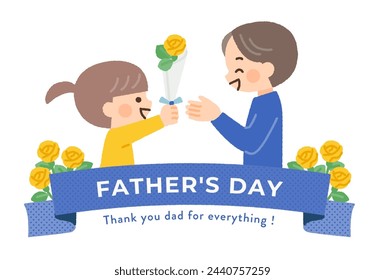father's day illustration and ribbon illustration material