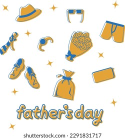 Father's day illustration set drawn in yellow and blue