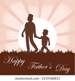 fathers day illustration in which father and son walking together.