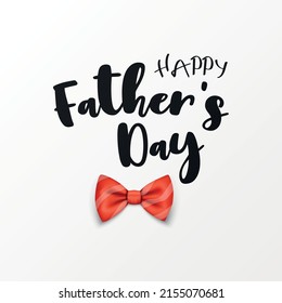 Fathers Day, June 19th. Vector Background. Banner with Red Realistic Striped Bow Tie, Lettering, Typography. Silk Glossy Bowtie, Tie Gentleman. Fathers Day Holiday Concept