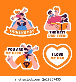 Father's Day Label Illustration with Hand Drawn Cartoon Theme
