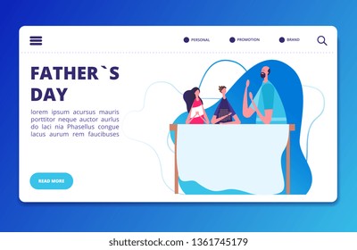 Fathers Day landing web page vector template