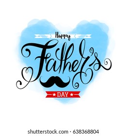 Fathers Day Lettering Calligraphic.Happy Fathers Day Handwritten Lettering.Vector Design Elements For Greeting Card and Other Print Templates