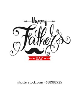 Fathers Day Lettering Calligraphic.Happy Fathers Day Handwritten Lettering.Vector Design Elements For Greeting Card and Other Print Templates