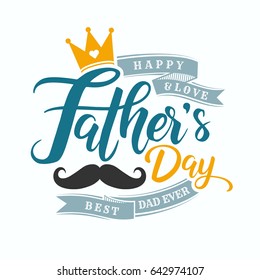 Fathers Day Lettering Calligraphic.Happy Fathers Day Handwritten Lettering.Vector Design Elements For Greeting Card and Other Print Templates