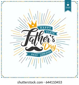 Fathers Day Lettering Calligraphic.Happy Fathers Day Handwritten Lettering.Vector Design Elements For Greeting Card and Other Print Templates