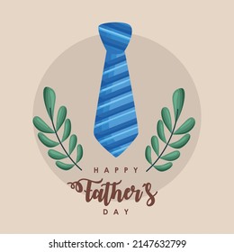 fathers day lettering card with necktie