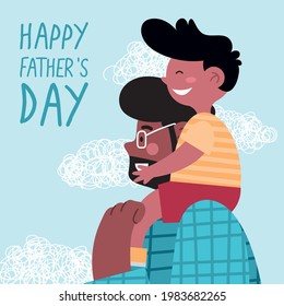 fathers day lettering with dad and son