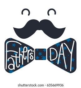 Fathers Day Lettering Inscribed Into Butterfly Tie. Vector