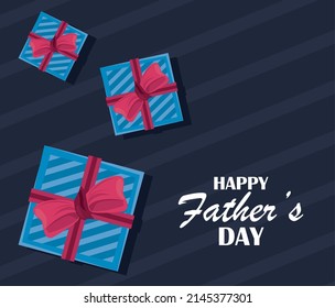 fathers day lettering postcard with gifts