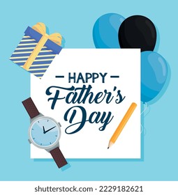 fathers day lettering poster with gift