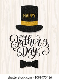 Fathers Day lettering. Props for photos with glitter texture. Summer holidays. Vector illustration EPS10.