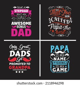 Father's day lettering typographic quotes design bundle, Dad Quotes Clipart vector design bundle.