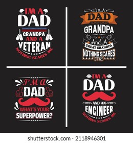 Father's day lettering typographic quotes design bundle, Dad Quotes Clipart vector design bundle.