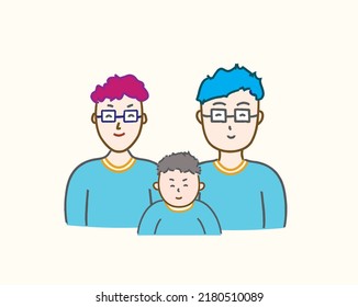 Father's Day. LGBT family, father and son in vector flat illustration