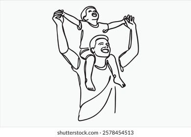 Fathers day line art style vector illustration