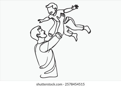 Fathers day line art style vector illustration