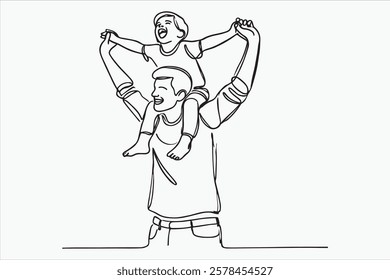 Fathers day line art style vector illustration