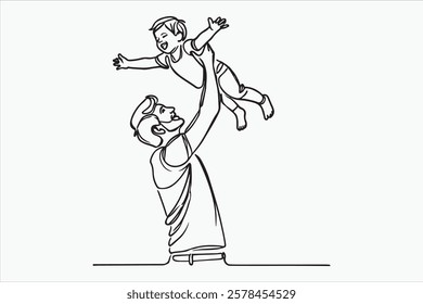Fathers day line art style vector illustration