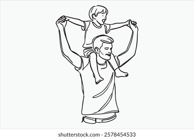 Fathers day line art style vector illustration