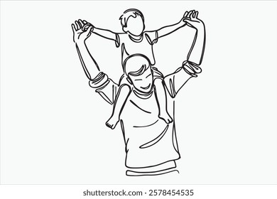 Fathers day line art style vector illustration