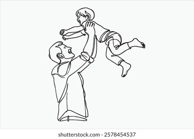Fathers day line art style vector illustration