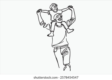 Fathers day line art style vector illustration