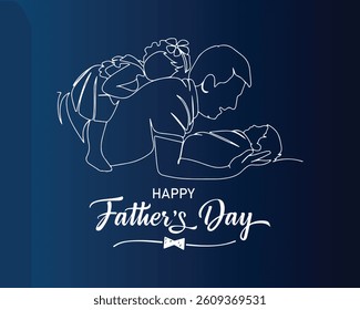 Fathers day line art style vector illustration, father and son line art illustration	