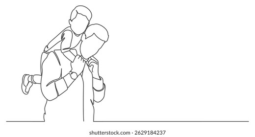 Pais dia linha arte estilo vetor ilustração, pai e filho linha arte ilustração