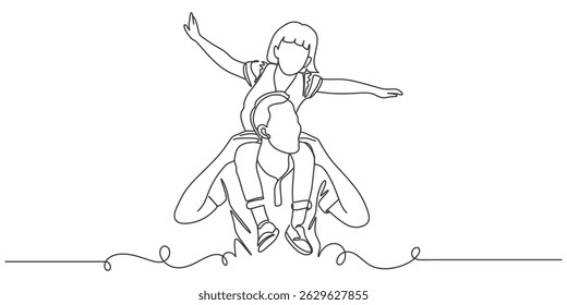 Pais dia linha arte estilo vetor ilustração, pai e filhas linha arte ilustração
